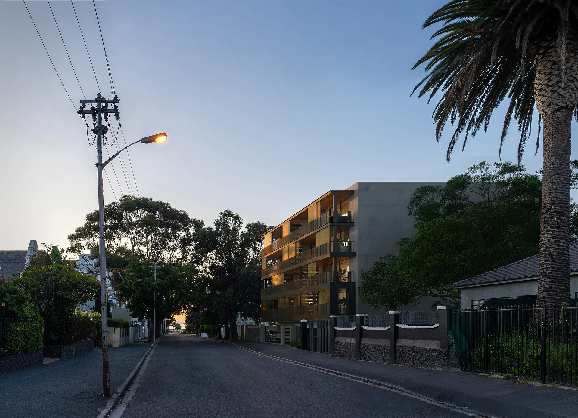 Residential street at dusk